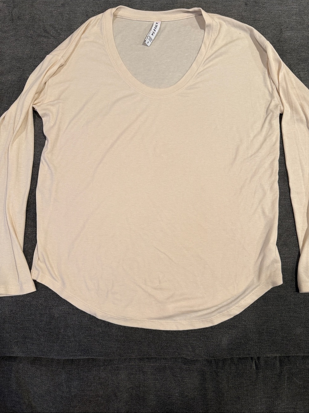 Athleta Cream Scoop Neck Long Sleeve Top